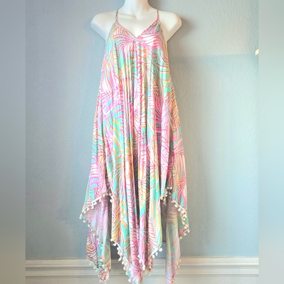 Japna Dresses & Skirts - Japna Asymmetrical Dress * Palm Tropical Print * Size Med/ Large * NWOT